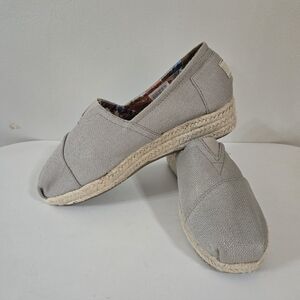 Skechers BOBS Shoes Womens 8.5 Casual Espadrille Loafers Taupe Fabric NWOT